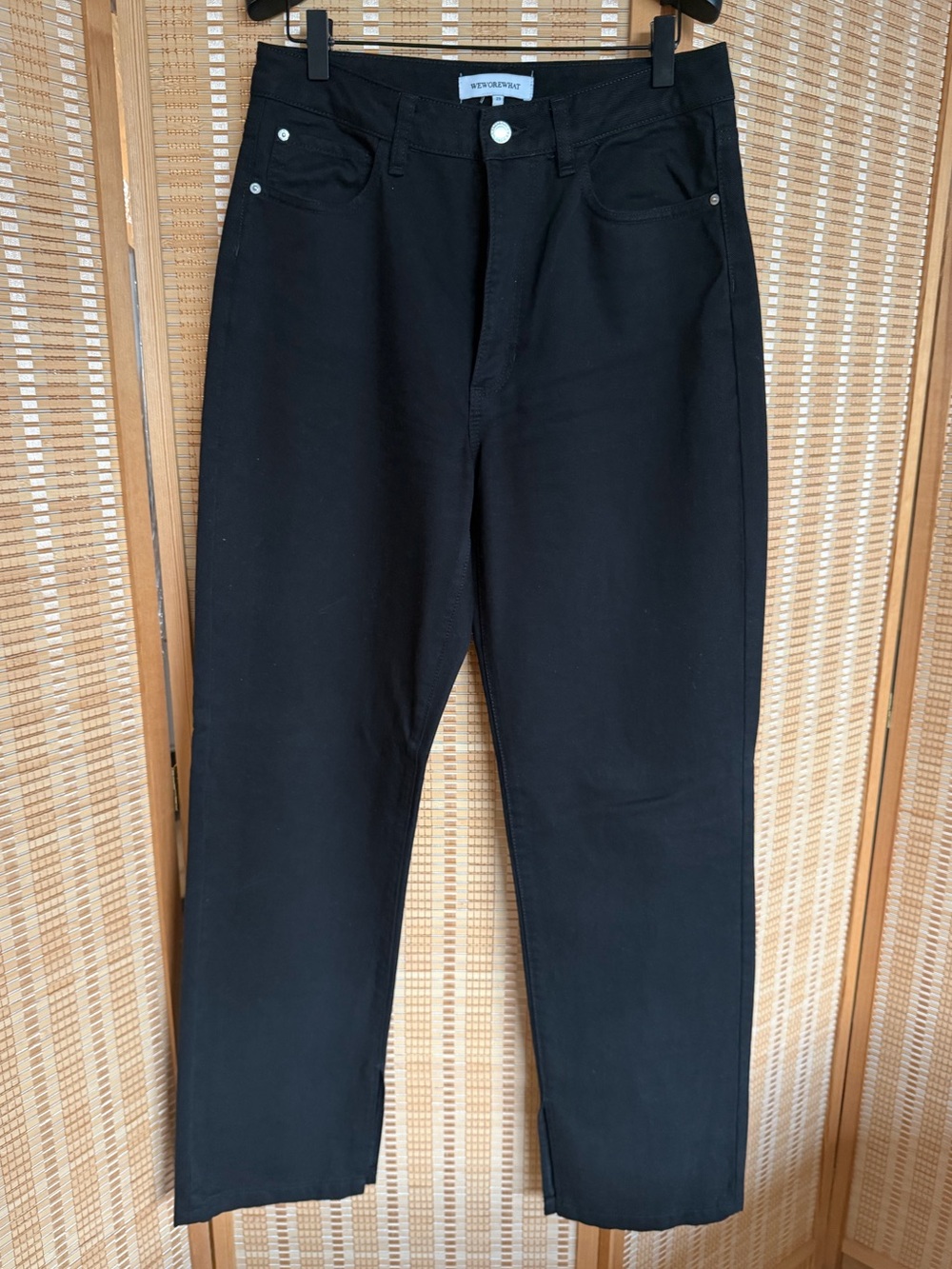 WeWoreWhat Black washed Relaxed flared Jeans high waist side slit 29